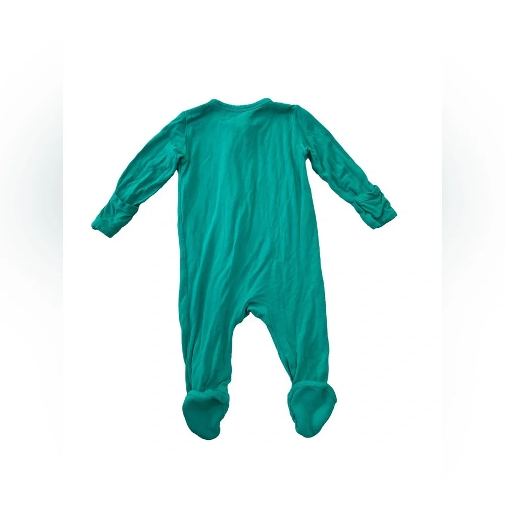 Angel Dear Size 0-3 Months Emerald Green Bamboo Zip Footie Sleeper Pajamas
